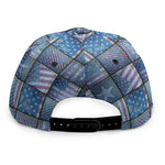 American Denim Patchwork Pattern Print Snapback Cap