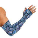 American Denim Patchwork Pattern Print Sun Protection Arm Sleeves