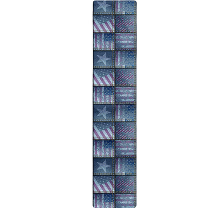 American Denim Patchwork Pattern Print Table Runner