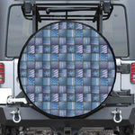 American Denim Patchwork Pattern Print Tire Cover