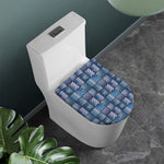 American Denim Patchwork Pattern Print Toilet Lid Cover