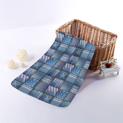 American Denim Patchwork Pattern Print Towel
