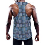 American Denim Patchwork Pattern Print Training Tank Top