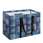 American Denim Patchwork Pattern Print Utility Tote Bag