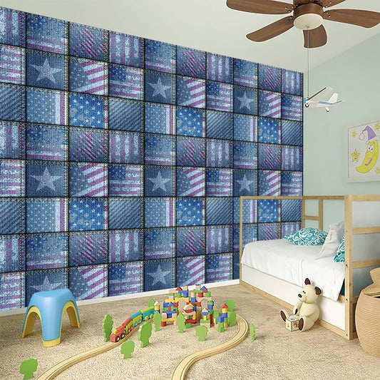 American Denim Patchwork Pattern Print Wall Sticker