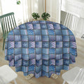 American Denim Patchwork Pattern Print Waterproof Round Tablecloth
