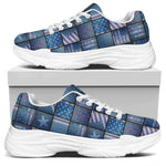 American Denim Patchwork Pattern Print White Chunky Shoes