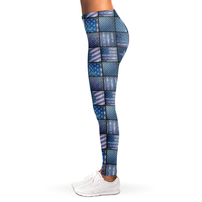 American Denim Patchwork Pattern Print Women's Leggings