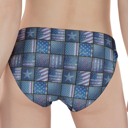 American Denim Patchwork Pattern Print Women's Panties