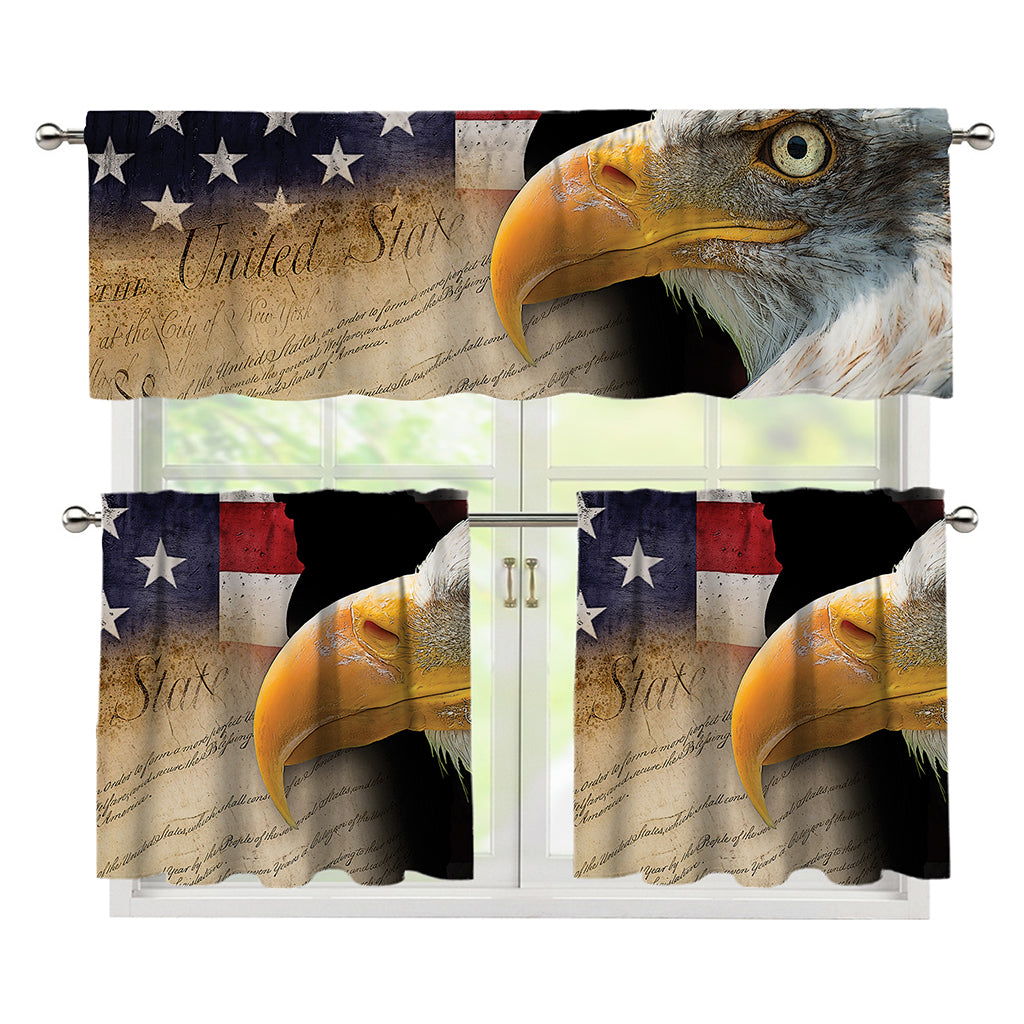 American Dream Of Liberty Print 3 Piece Kitchen Curtains