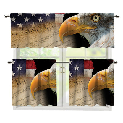 American Dream Of Liberty Print 3 Piece Kitchen Curtains