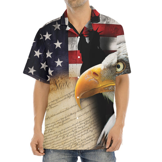 American Dream Of Liberty Print Aloha Shirt