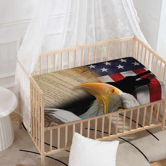 American Dream Of Liberty Print Baby Crib Sheet
