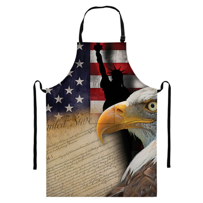 American Dream Of Liberty Print Bib Apron With Pocket