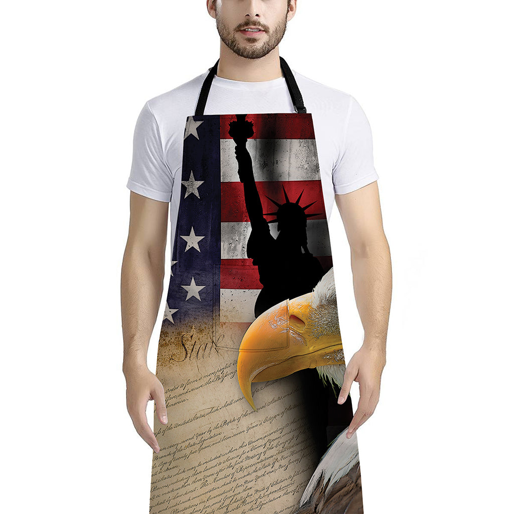 American Dream Of Liberty Print Bib Apron With Pocket