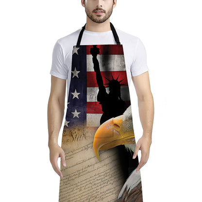 American Dream Of Liberty Print Bib Apron With Pocket