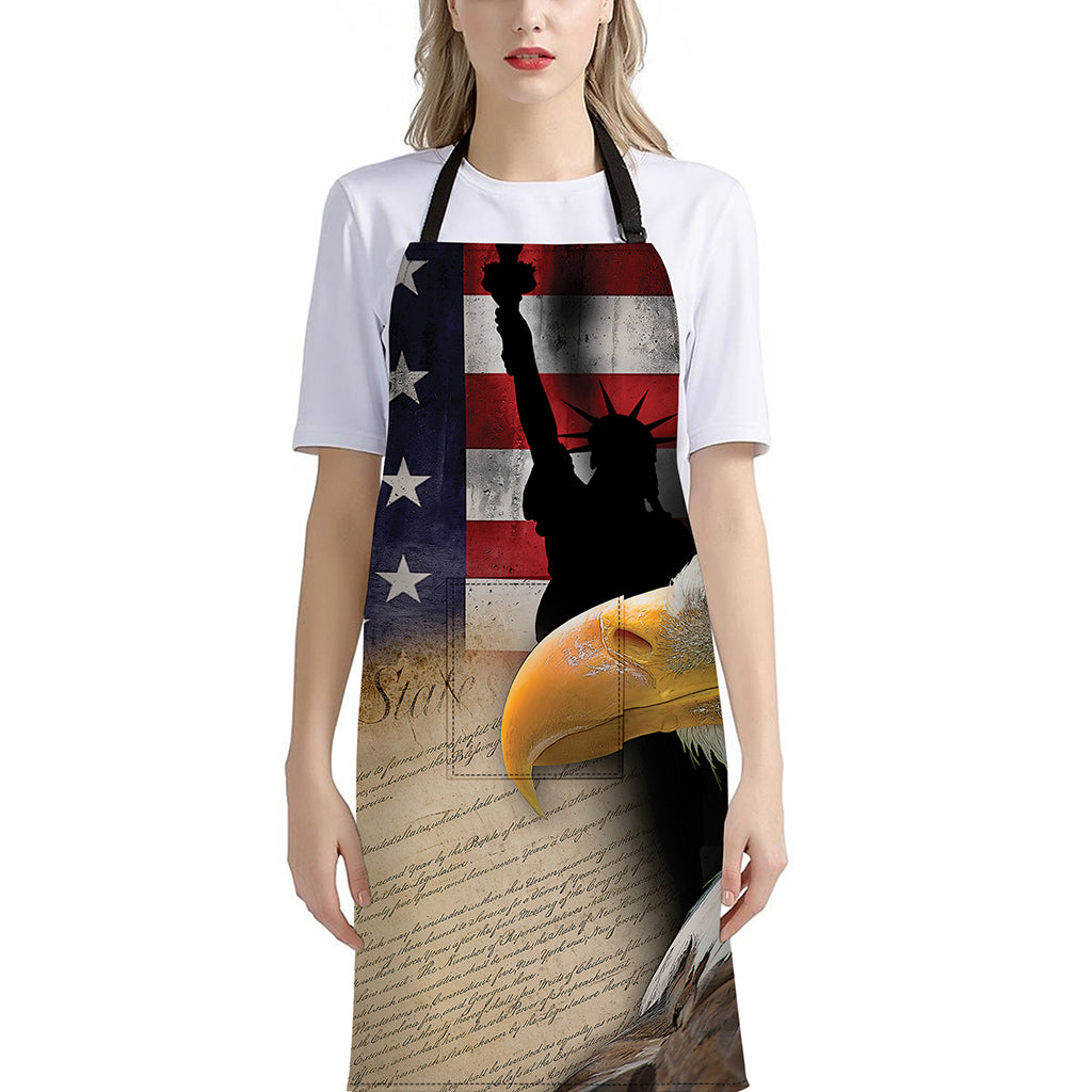 American Dream Of Liberty Print Bib Apron With Pocket