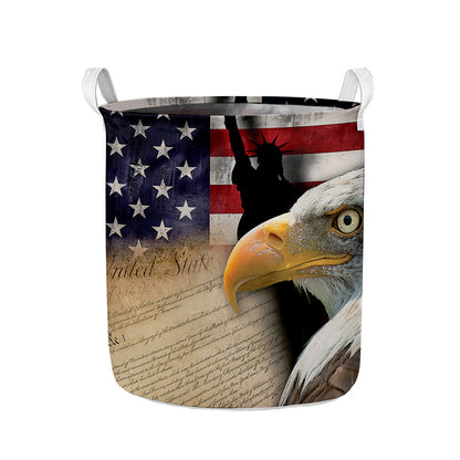 American Dream Of Liberty Print Collapsible Laundry Basket