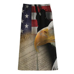 American Dream Of Liberty Print Cotton Front Slit Maxi Skirt