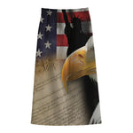 American Dream Of Liberty Print Cotton Front Slit Maxi Skirt