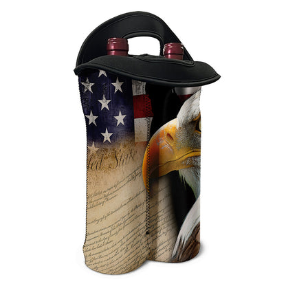American Dream Of Liberty Print Double Neoprene Wine Tote