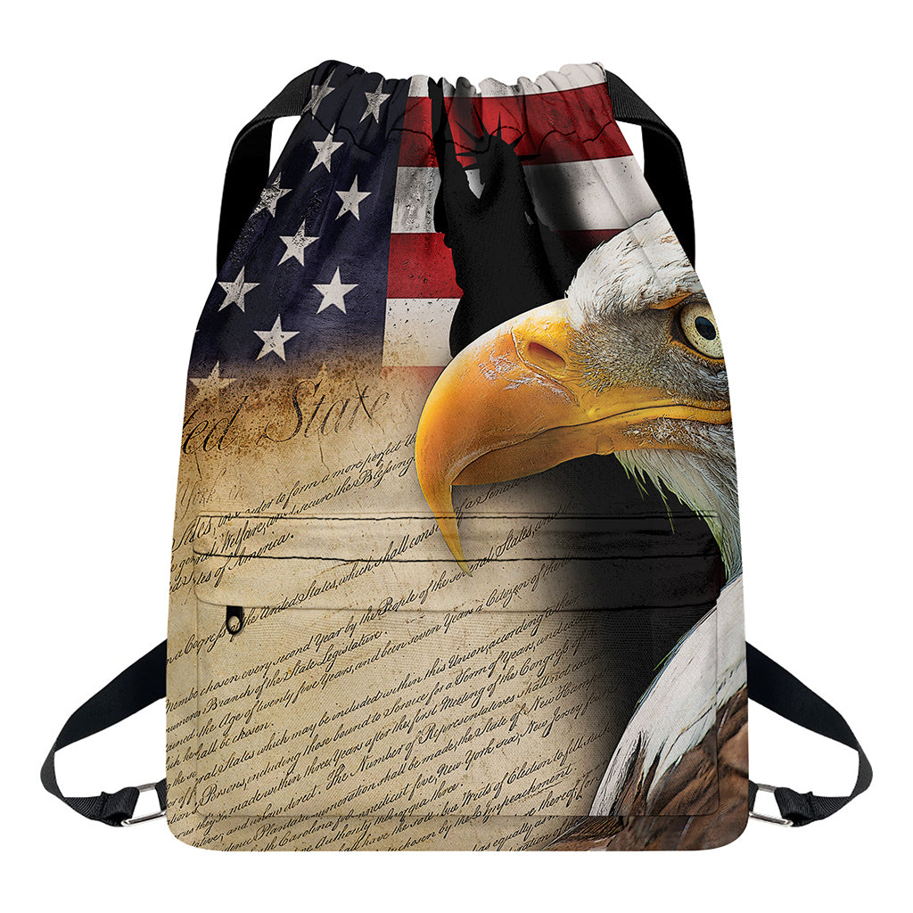 American Dream Of Liberty Print Drawstring Backpack