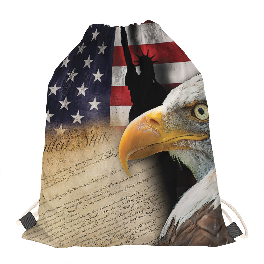 American Dream Of Liberty Print Drawstring Bag