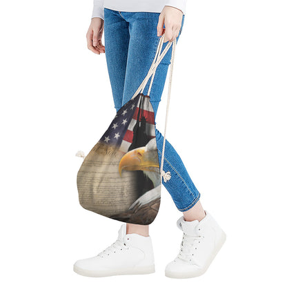 American Dream Of Liberty Print Drawstring Bag