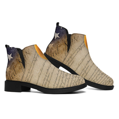 American Dream Of Liberty Print Flat Ankle Boots