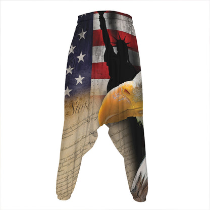 American Dream Of Liberty Print Hammer Pants