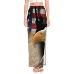 American Dream Of Liberty Print High Slit Maxi Skirt