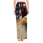 American Dream Of Liberty Print High Slit Maxi Skirt