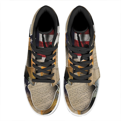 American Dream Of Liberty Print High Top Leather Sneakers