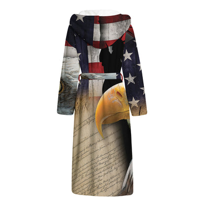 American Dream Of Liberty Print Hooded Bathrobe