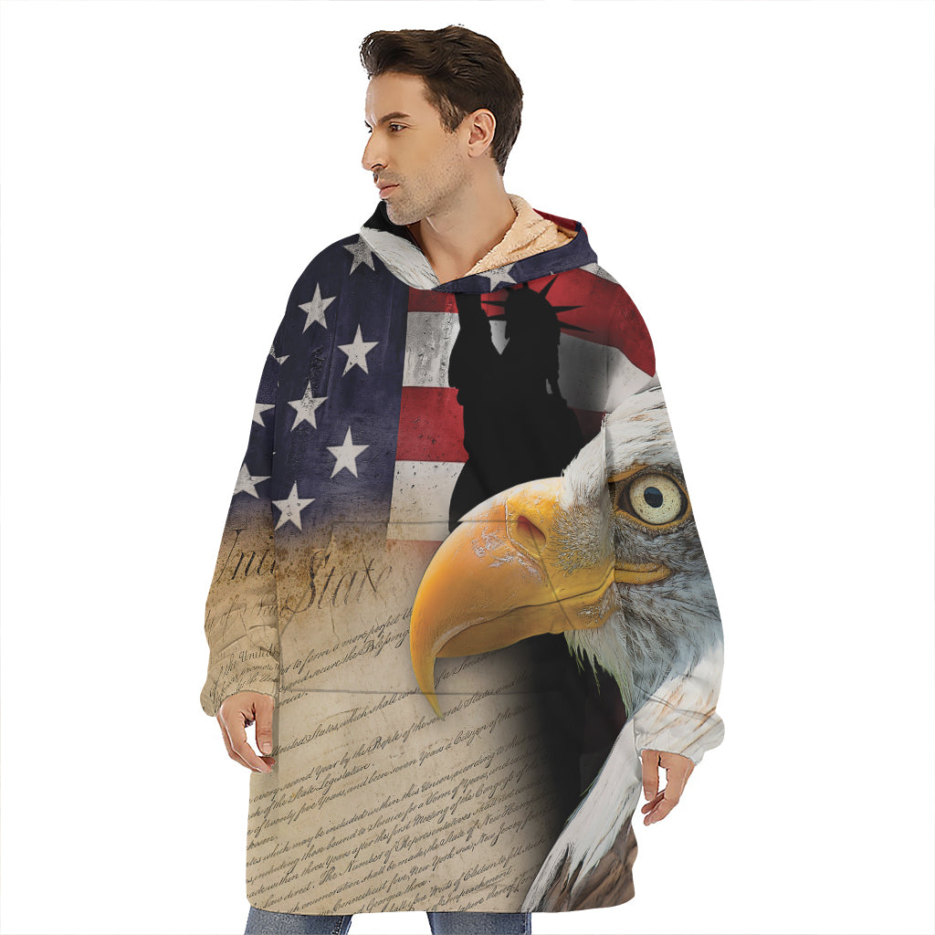 American Dream Of Liberty Print Hoodie Blanket