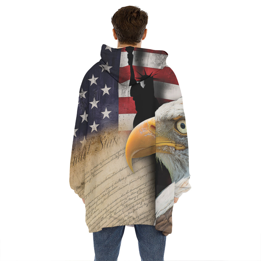 American Dream Of Liberty Print Hoodie Blanket