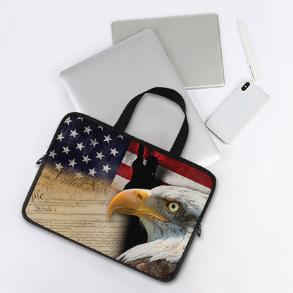 American Dream Of Liberty Print Laptop Sleeve With Handle