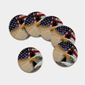 American Dream Of Liberty Print Leather Coaster Set