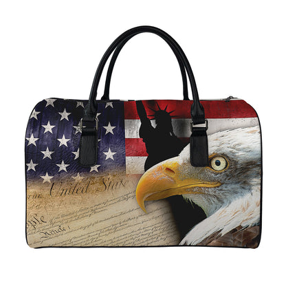 American Dream Of Liberty Print Leather Duffle Bag