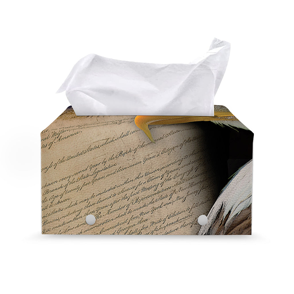 American Dream Of Liberty Print Leather Tissue Box Cover