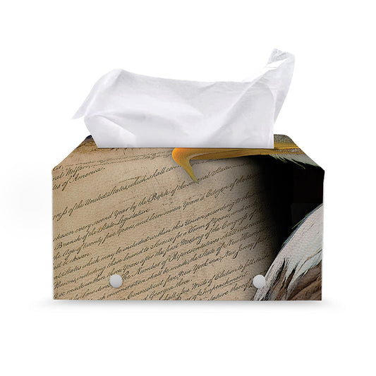 American Dream Of Liberty Print Leather Tissue Box Cover