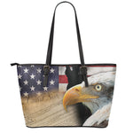 American Dream Of Liberty Print Leather Tote Bag