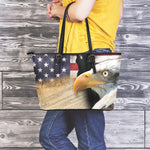 American Dream Of Liberty Print Leather Tote Bag