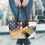 American Dream Of Liberty Print Leather Tote Bag