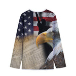 American Dream Of Liberty Print Long Sleeve Short Coat