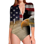 American Dream Of Liberty Print Long Sleeve Swimsuit