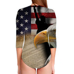 American Dream Of Liberty Print Long Sleeve Swimsuit