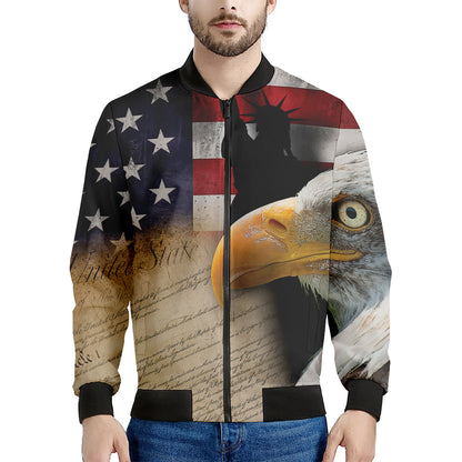 American Dream Of Liberty Print Men's Bomber Jacket
