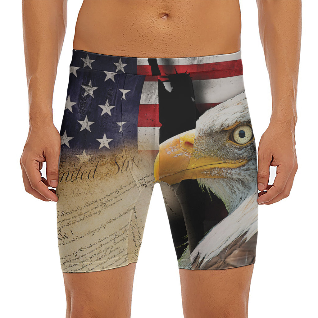 American Dream Of Liberty Print Men's Long Boxer Briefs