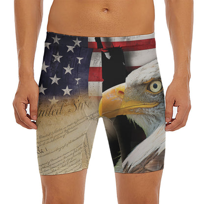 American Dream Of Liberty Print Men's Long Boxer Briefs